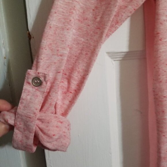 * EYELASH Pink Print Sheer Back Adjustable Sleeve Top Ladies XS - Picture 4 of 7